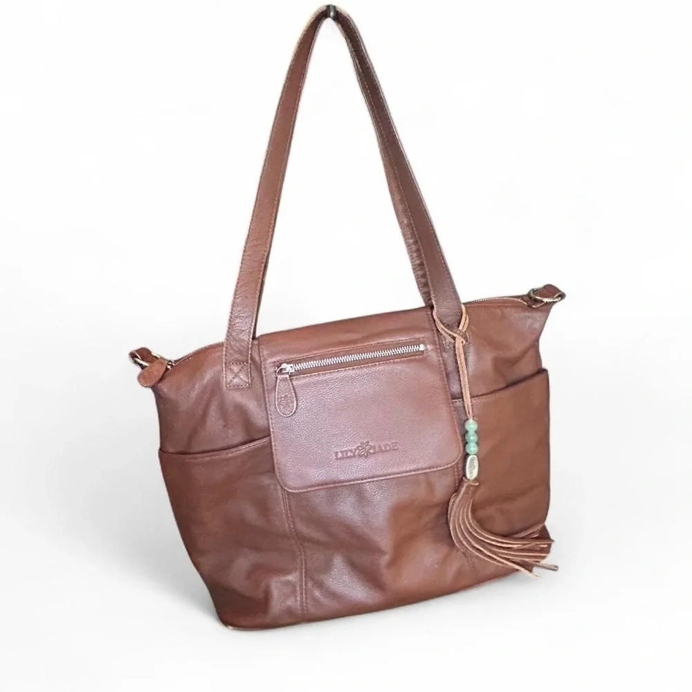 Lily Jade Madeline Chestnut Leather Diaper+ Accessory Bag